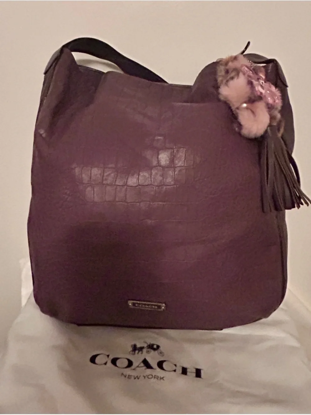 Coach Avery Embossed Croc Hobo Bag, Authentic Coach charm added. - Picture 8 of 13